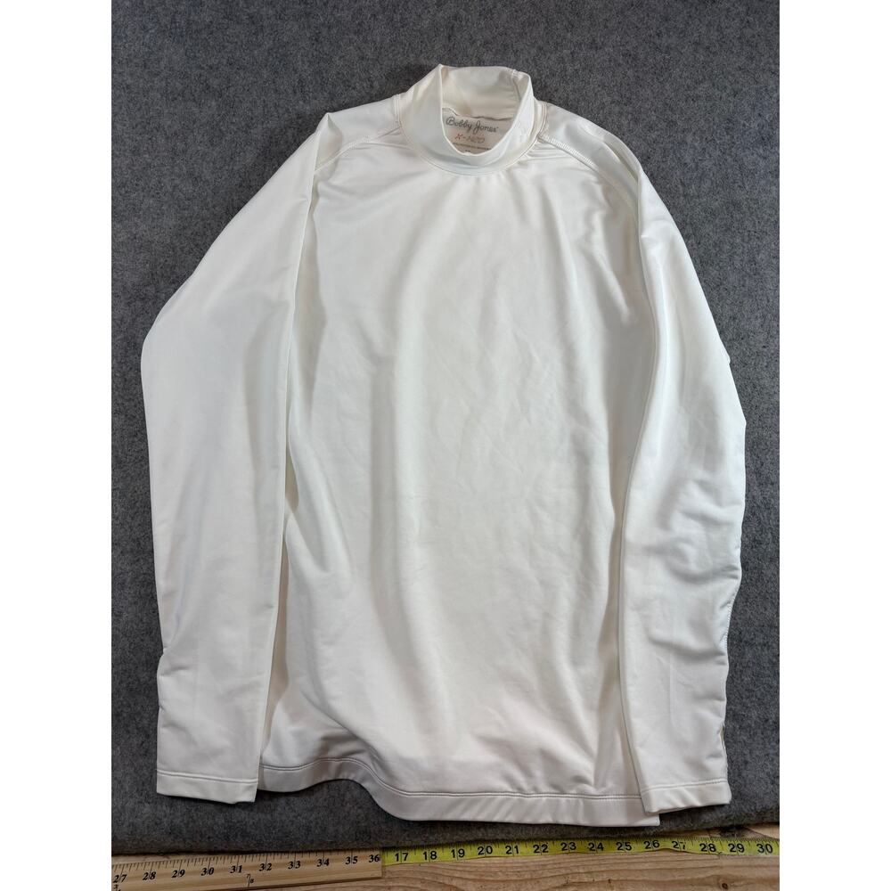 Bobby Jones XH20 Men Golf Shirt White Mock Neck Long Sleeve Performance Sports M